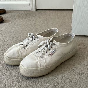 superga platform white sneakers